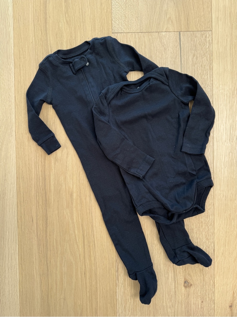 Primary Baby Black One-Piece Footed Pajamas & Onesie Set